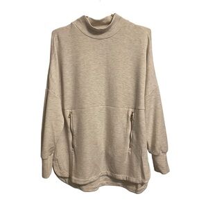 Varley Bay Sweat Mock Neck Oversized Pullover Oatmeal Heather Womens S